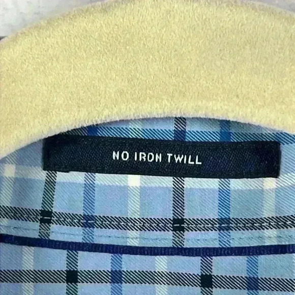 Lands End Shirt Blue Men’s Large Plaid Twill 100% Cotton Crisp - Picture 4 of 6